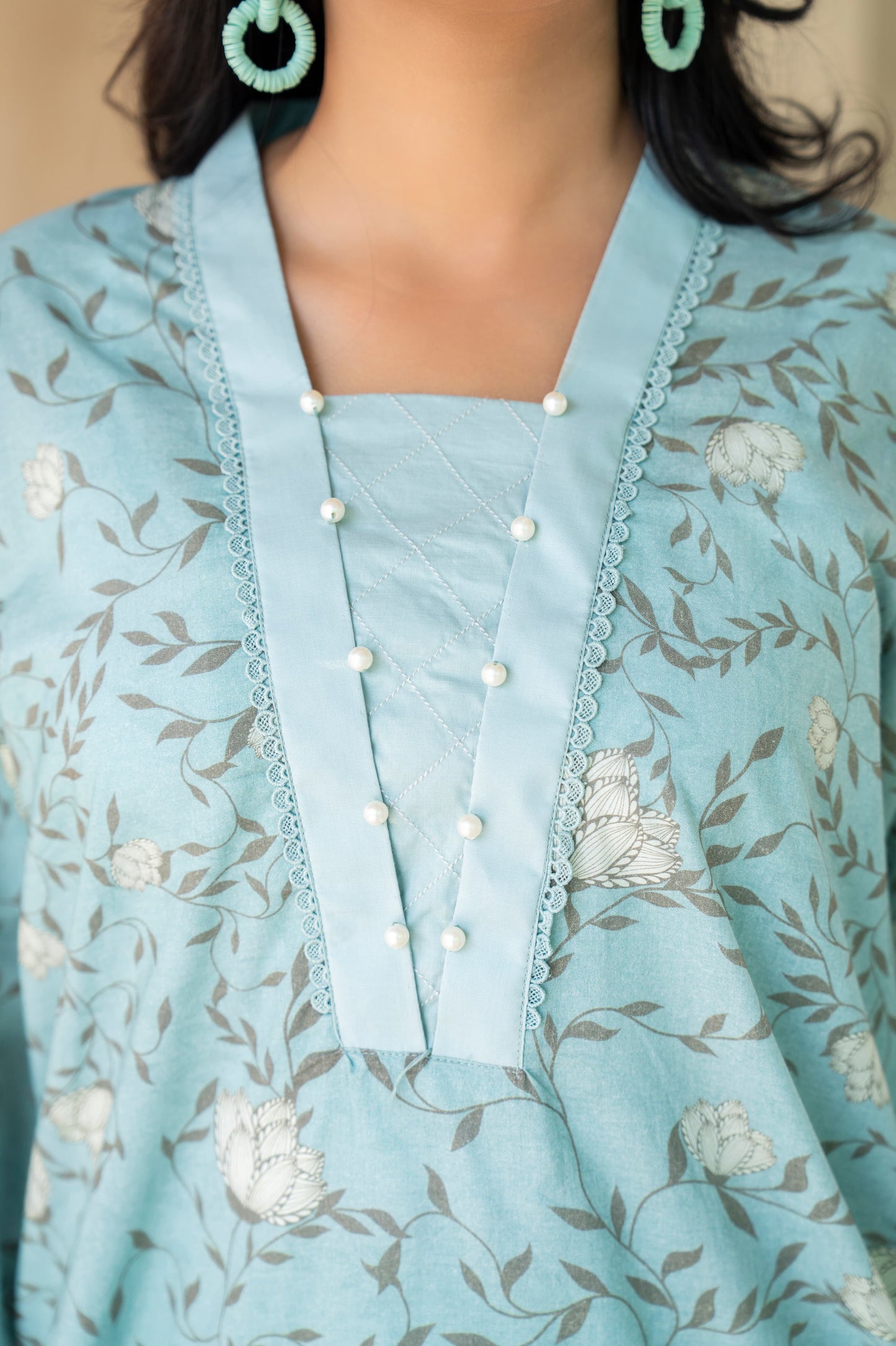 Elegant Light Blue 3-Piece Lawn Suit with Embroidered Dupatta| ZM-18