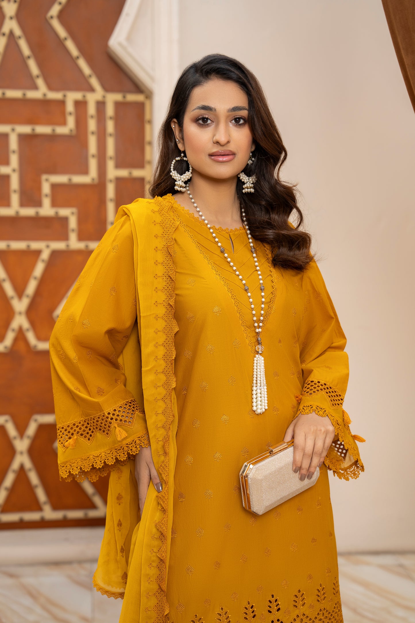Amber gold 3 PIECE EMBROIDERED SUIT | ZM-12