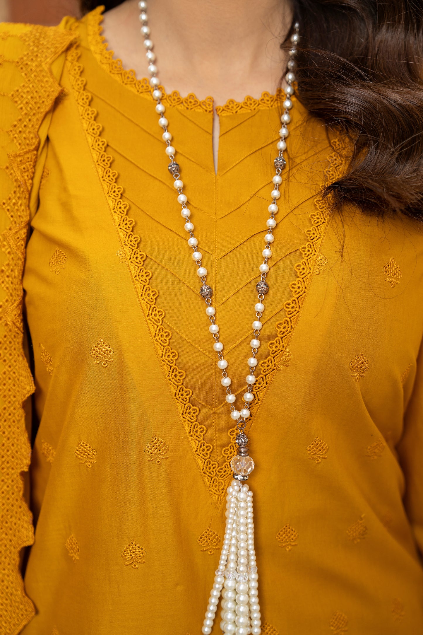Amber gold 3 PIECE EMBROIDERED SUIT | ZM-12