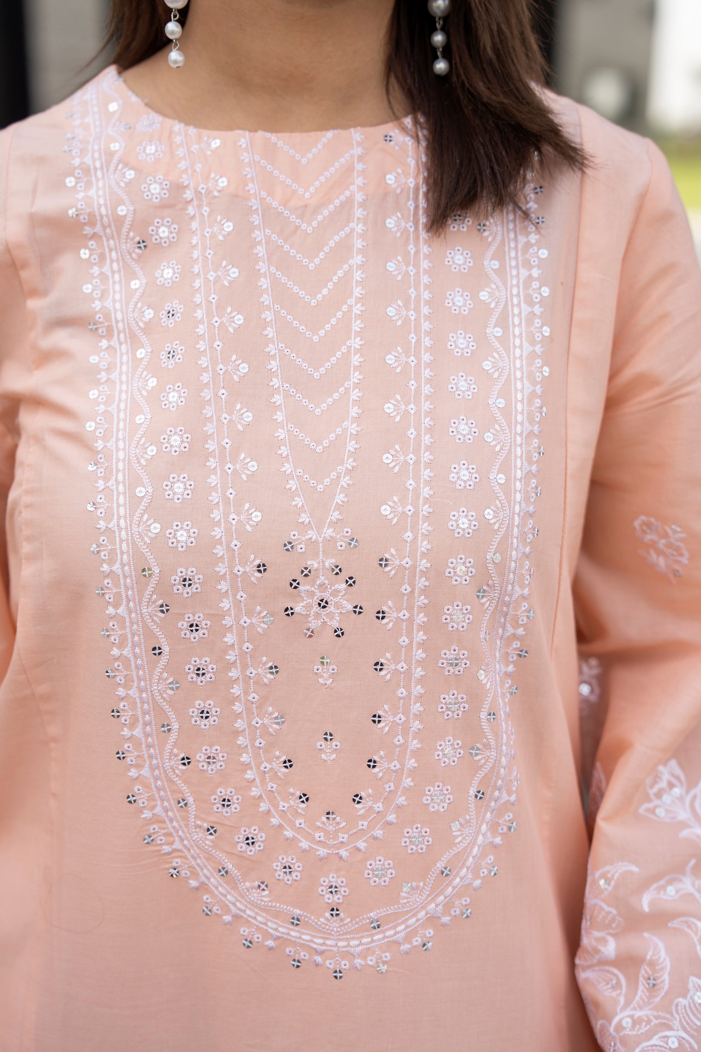 Elegant Peach 3-Piece Embroidered Suit | ZM-20