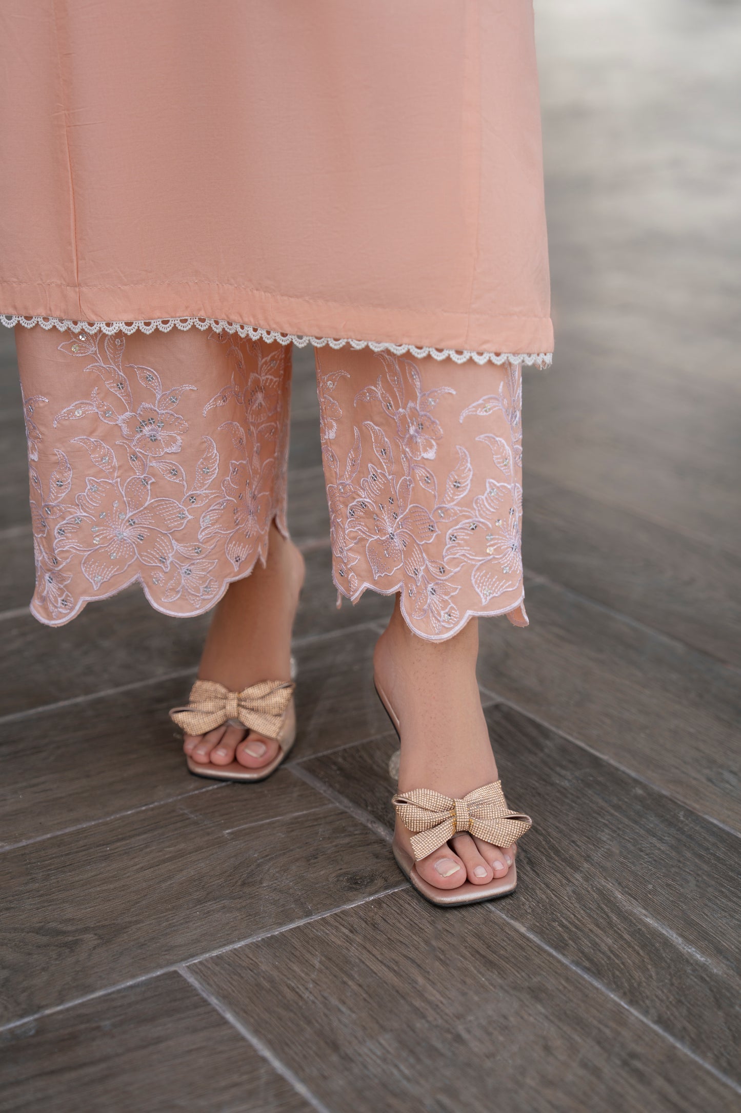 Elegant Peach 3-Piece Embroidered Suit | ZM-20
