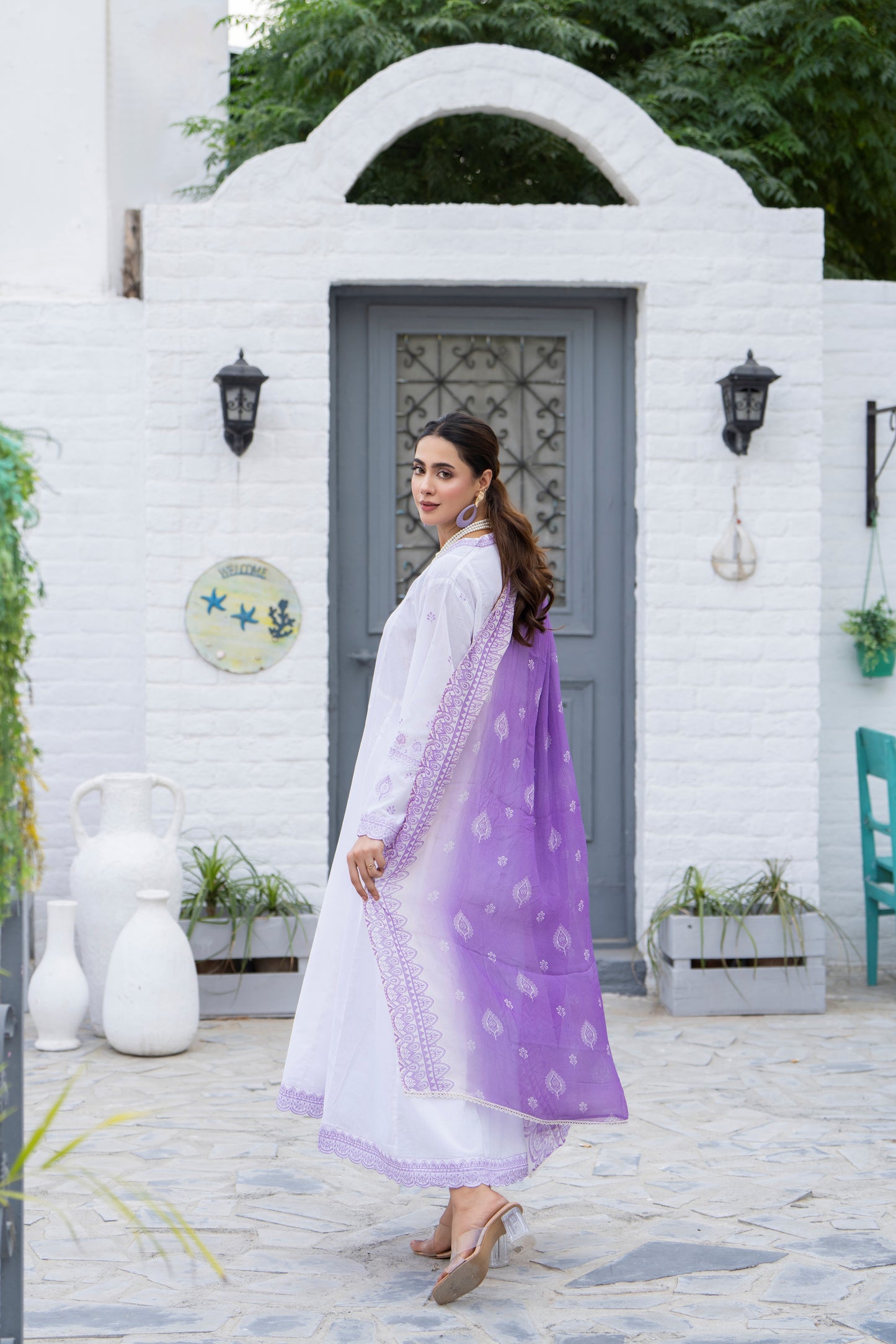 White 3-Piece Embroidered Frock | ZM-24