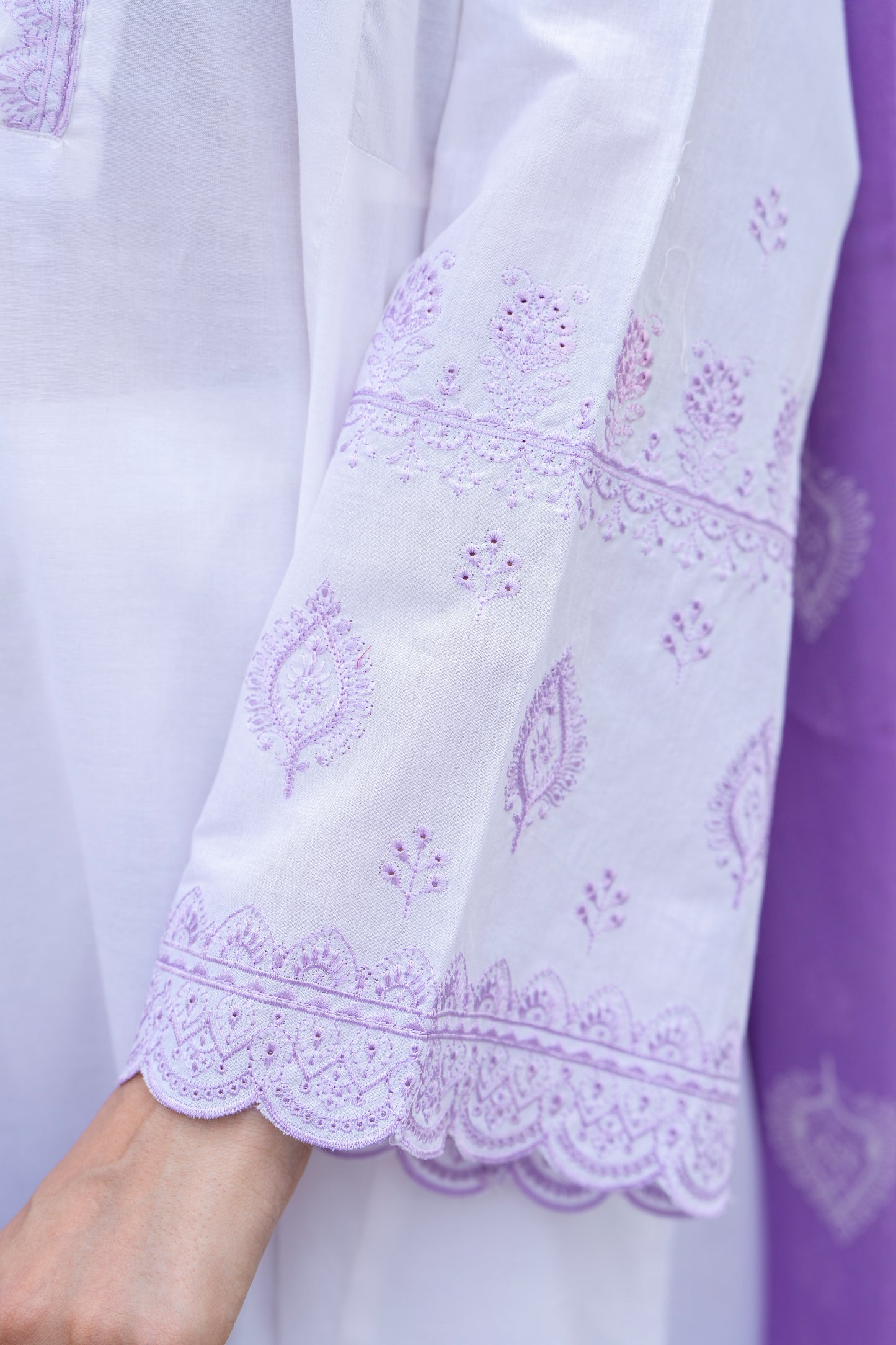 White 3-Piece Embroidered Frock | ZM-24