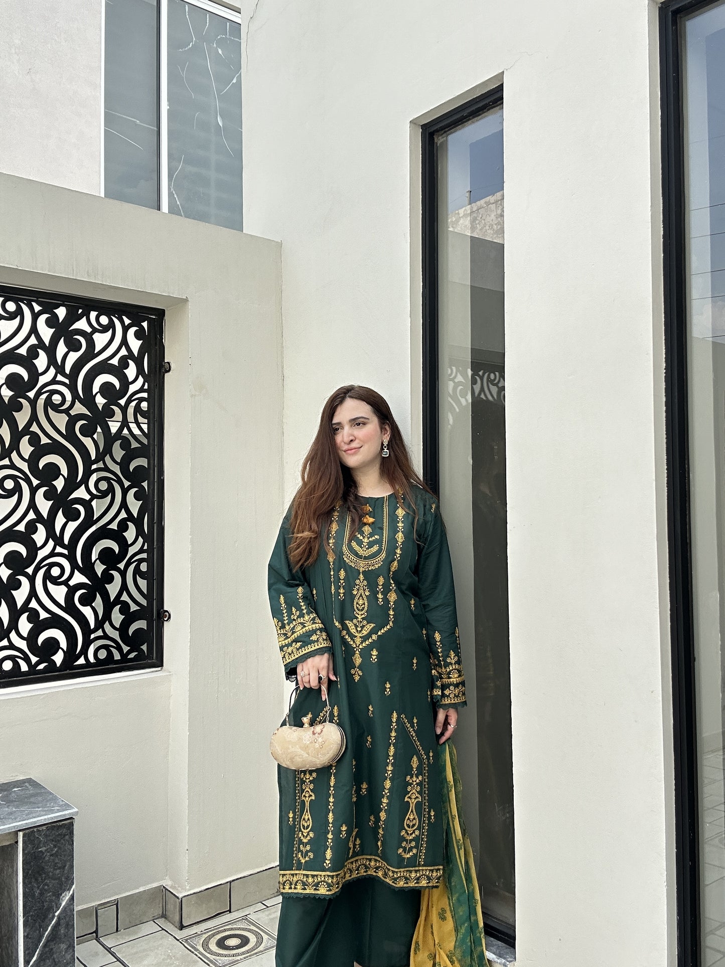 Dk Green 3-Piece Embroidered Lawn Suit | ZM-34