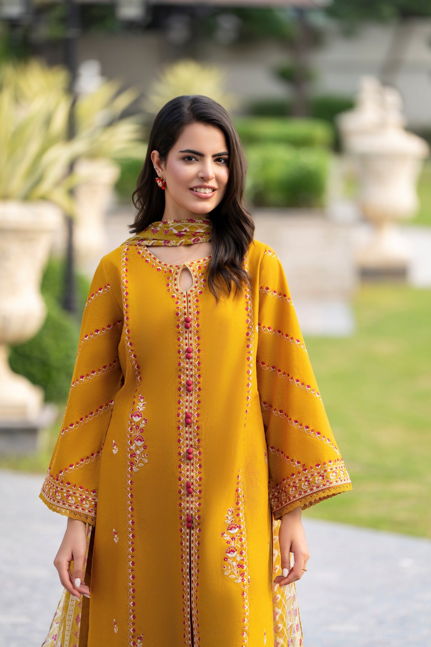 Mustard 3-Piece Embroidered Lawn Suit| ZM-28