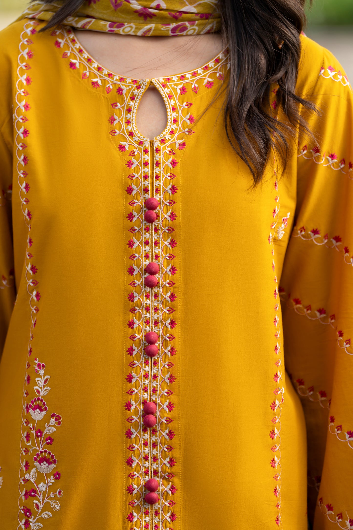 Mustard 3-Piece Embroidered Lawn Suit| ZM-28
