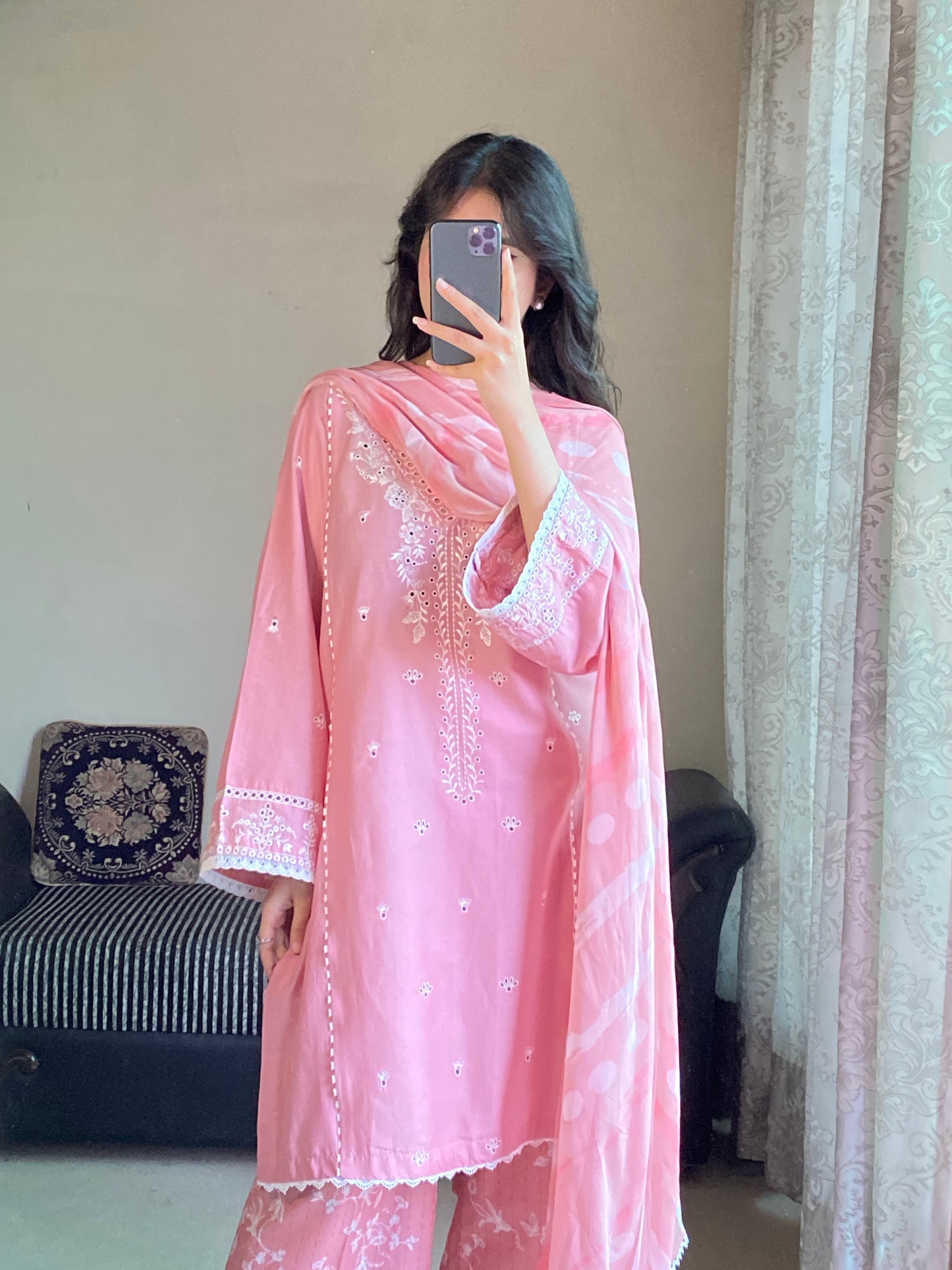 Pink 3-Piece Embroidered Lawn Suit | ZM-33