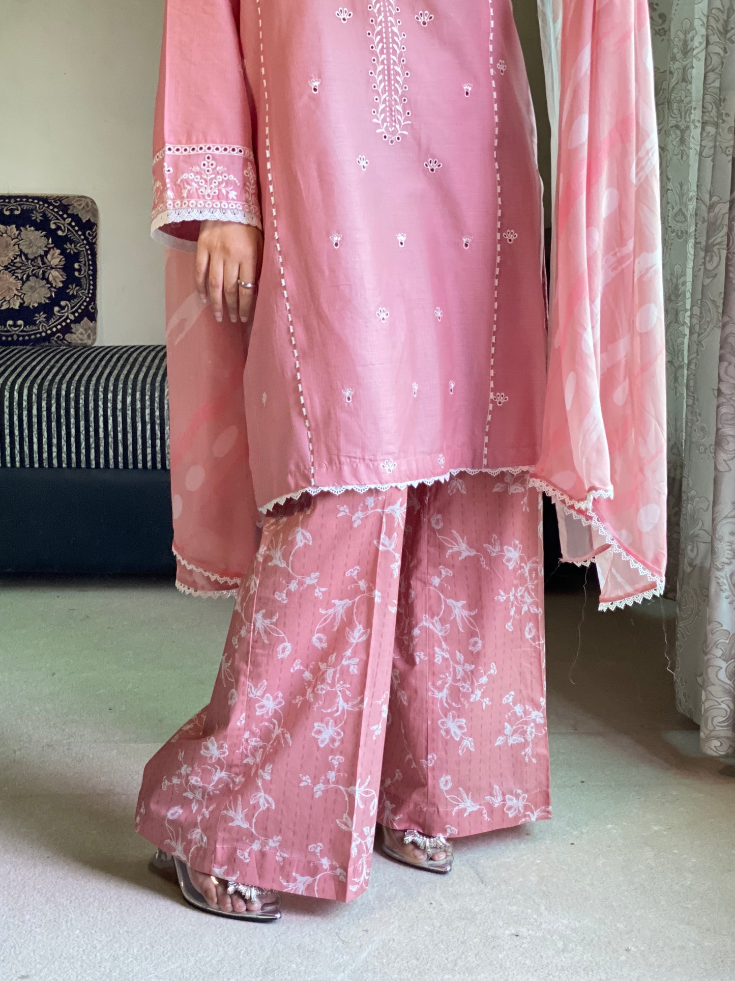 Pink 3-Piece Embroidered Lawn Suit | ZM-33