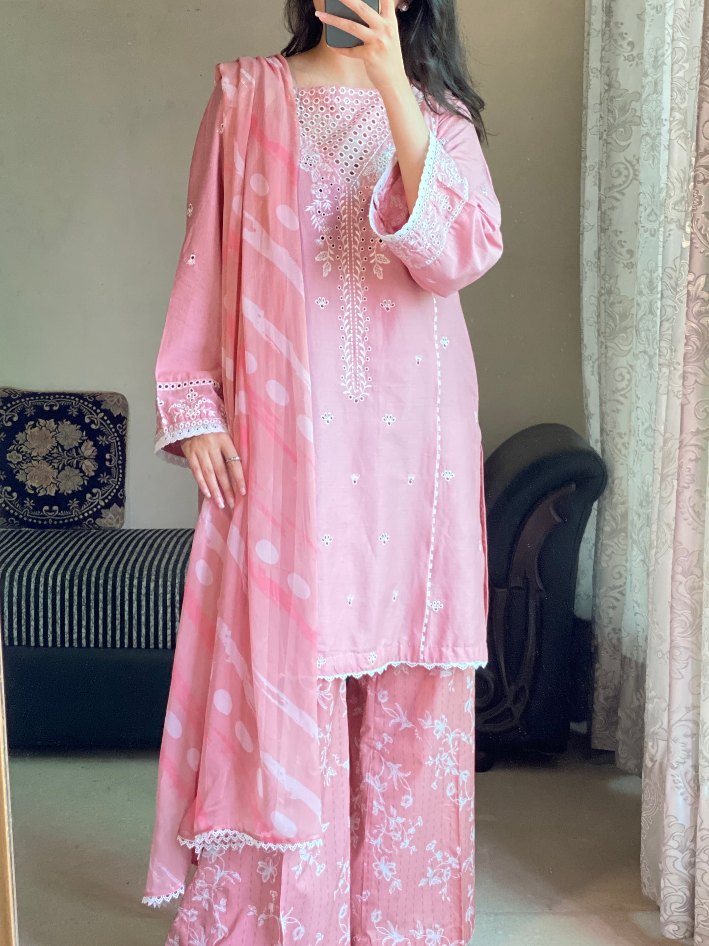 Pink 3-Piece Embroidered Lawn Suit | ZM-33