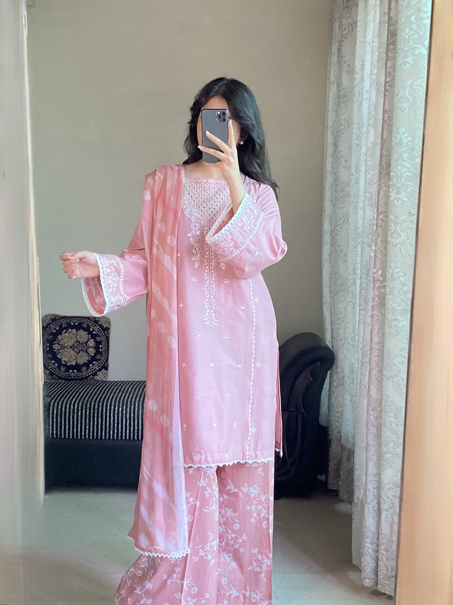 Pink 3-Piece Embroidered Lawn Suit | ZM-33