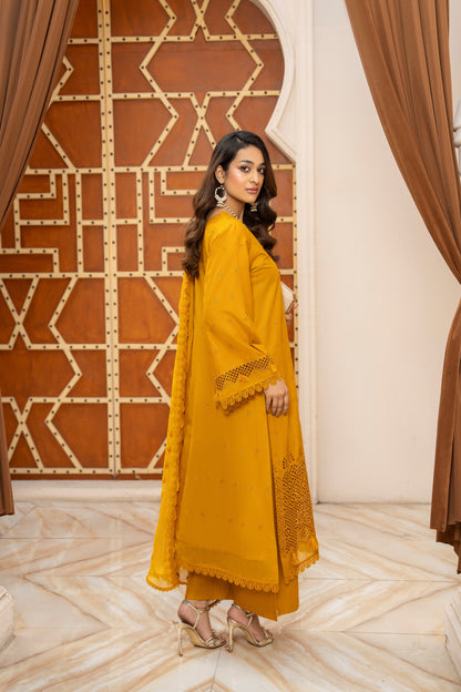 Amber gold 3 PIECE EMBROIDERED SUIT | ZM-12
