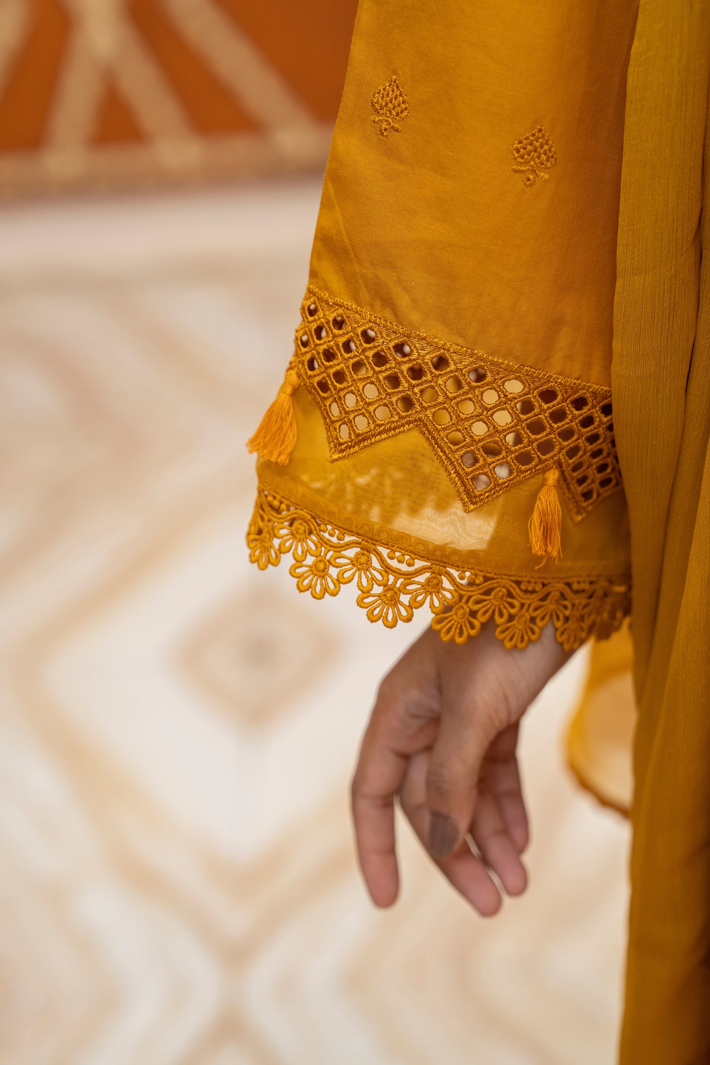 Amber gold 3 PIECE EMBROIDERED SUIT | ZM-12