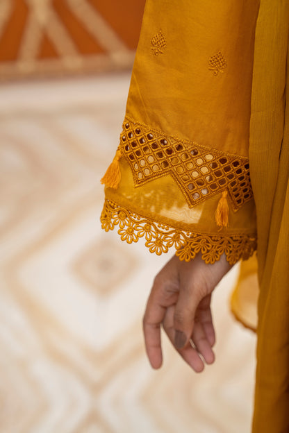 Amber gold 3 PIECE EMBROIDERED SUIT | ZM-12