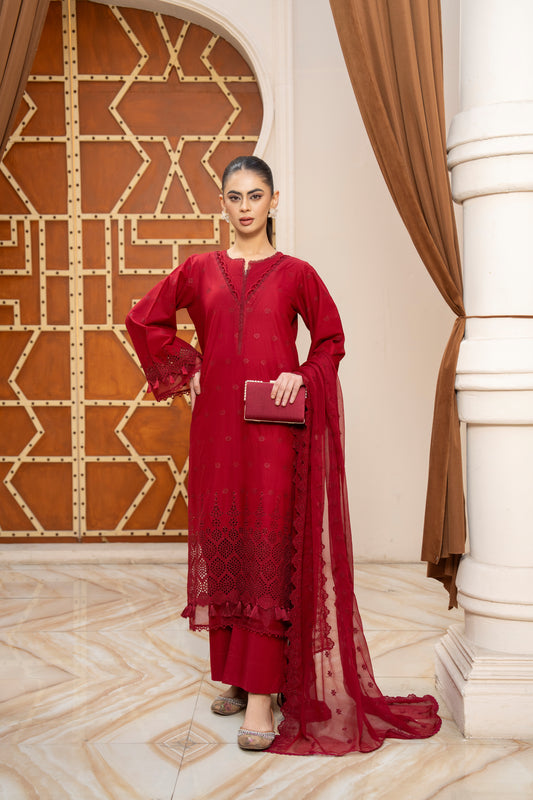 FIERY GLOW 3 PIECE EMBROIDERED SUIT | ZM-01