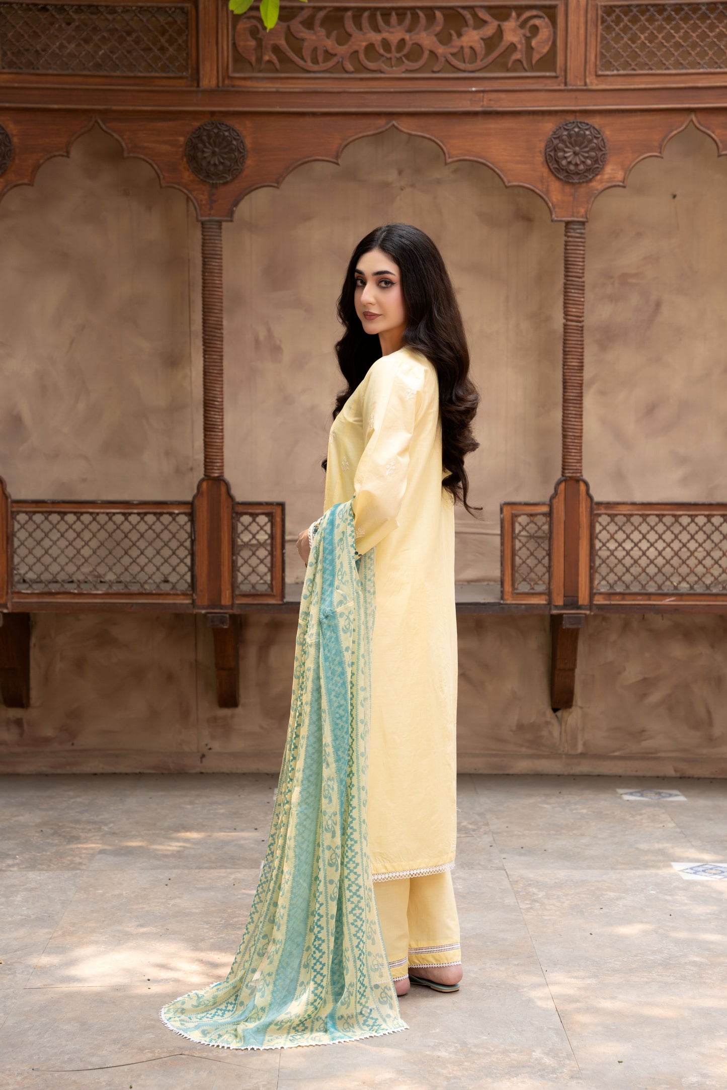 Celeste Light Yellow Embroidered 3-Piece Suit | ZM-91