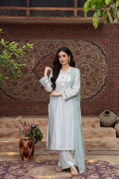 Zyra Light Blue Embroidered 3-Piece Suit | ZM-94