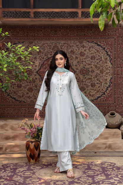 Zyra Light Blue Embroidered 3-Piece Suit | ZM-94
