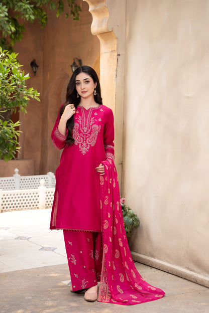 Blush Pink Embroidered 3-Piece Suit | ZM-83