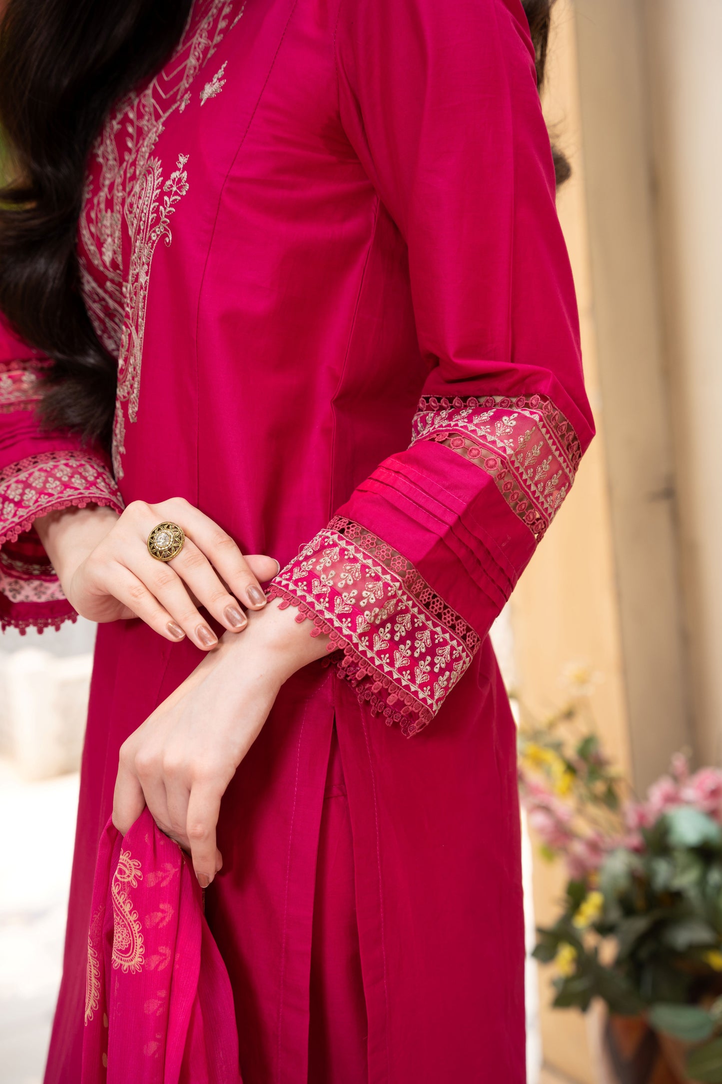 Blush Pink Embroidered 3-Piece Suit | ZM-83
