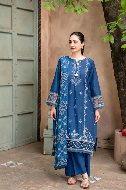 Zinc Blue Embroidered 3-Piece Suit | ZM-84