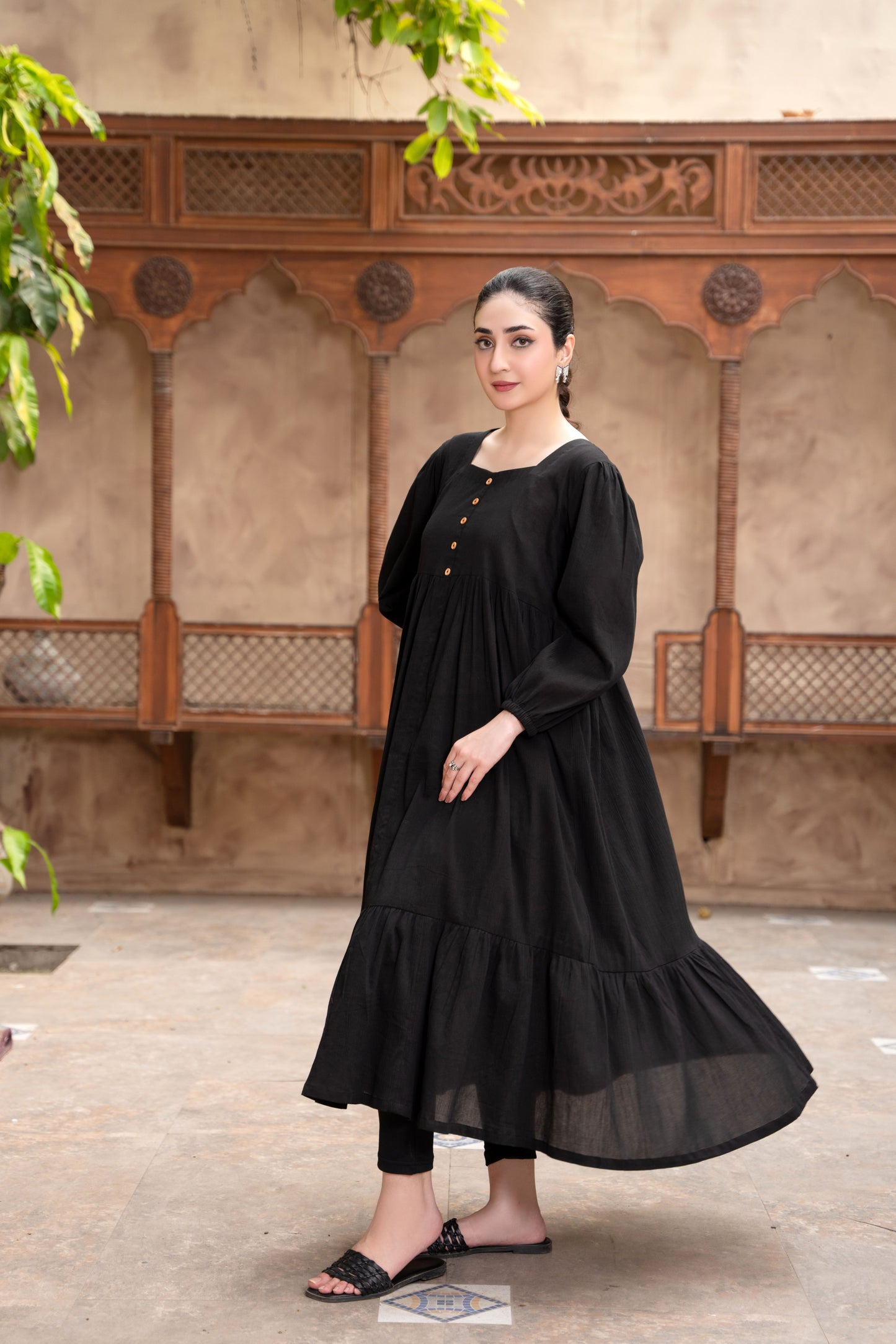Eclipse Black Luxury Lawn Frock | ZM-87
