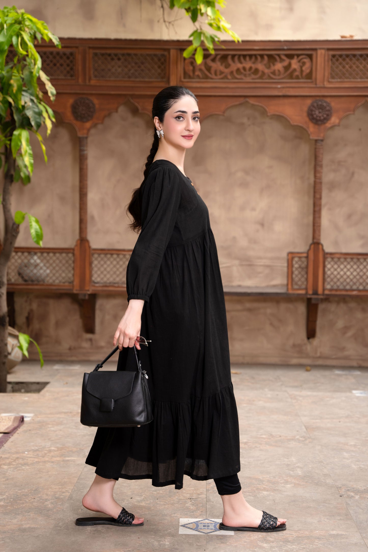 Eclipse Black Luxury Lawn Frock | ZM-87