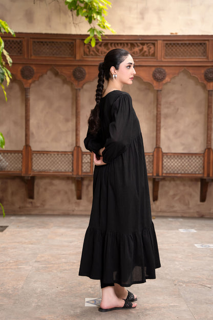Eclipse Black Luxury Lawn Frock | ZM-87
