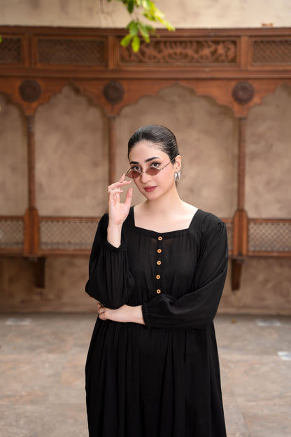 Eclipse Black Luxury Lawn Frock | ZM-87