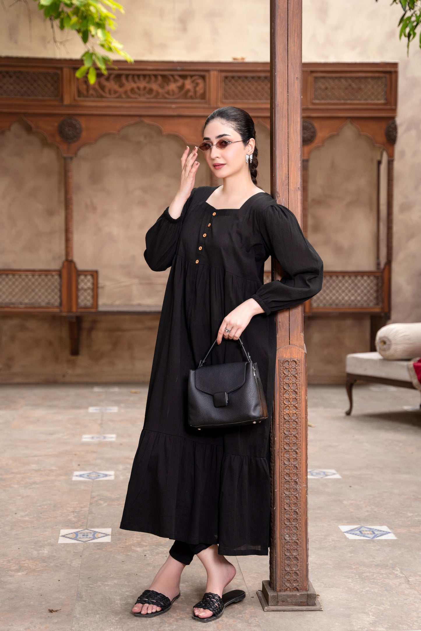 Eclipse Black Luxury Lawn Frock | ZM-87