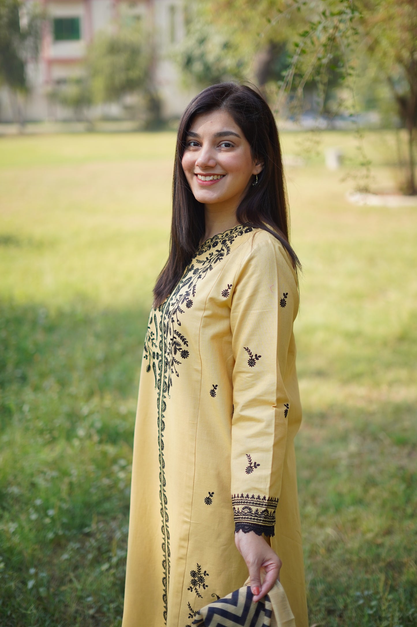 Opulent Light Yellow Khaddar 3-Piece Embroidered Suit | ZM-40