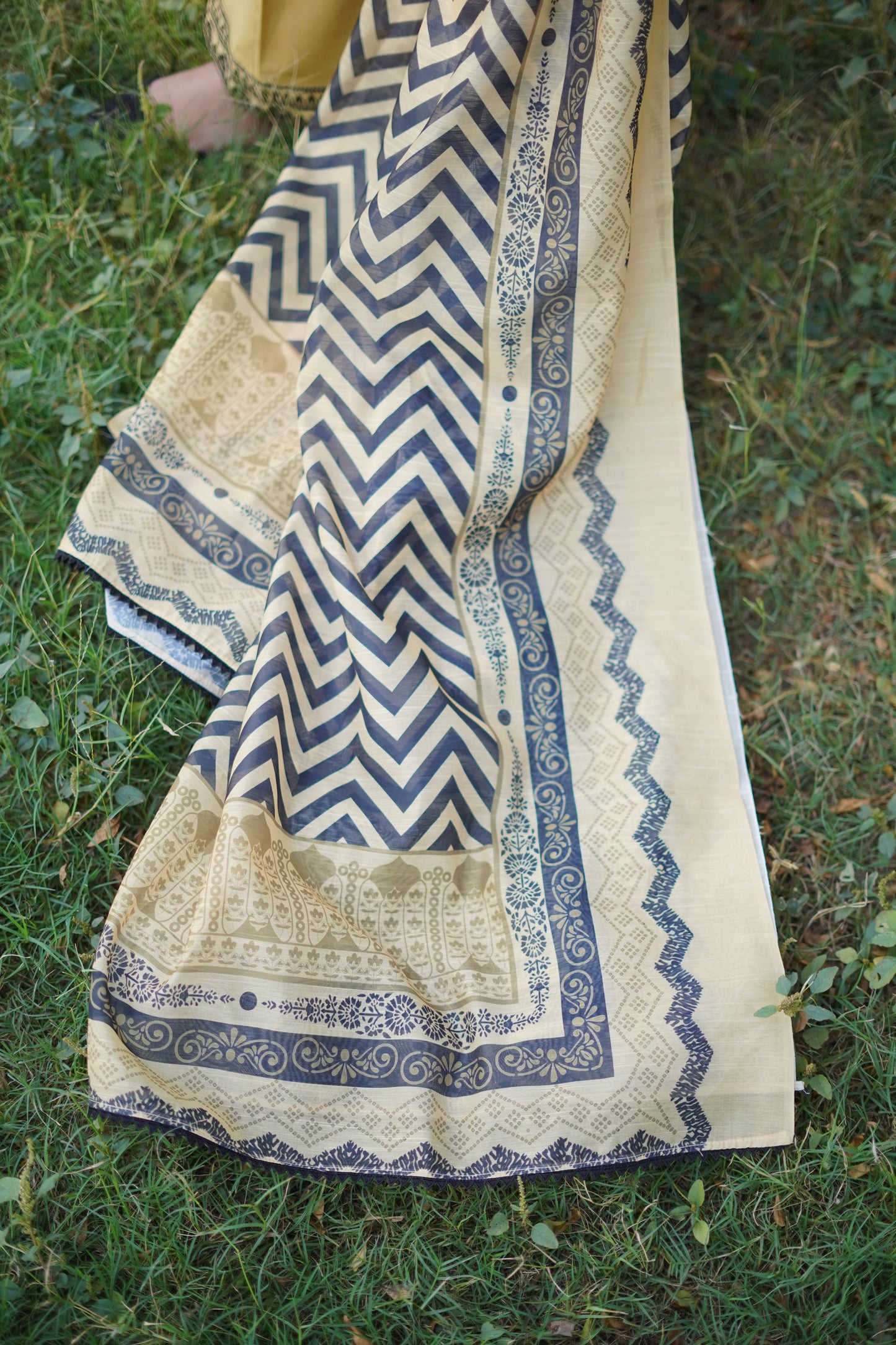 Opulent Light Yellow Khaddar 3-Piece Embroidered Suit | ZM-40