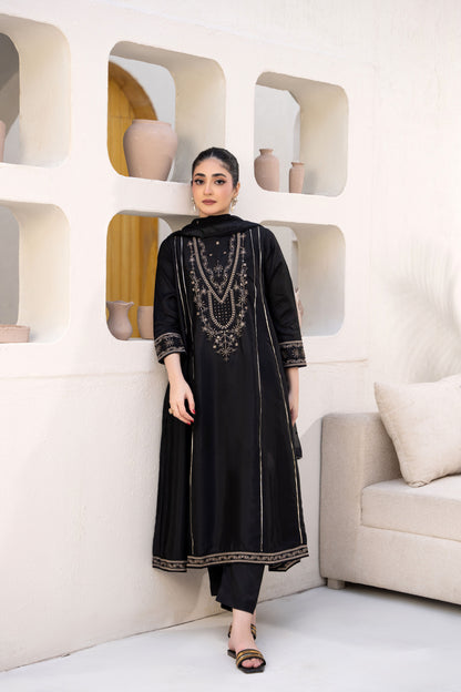 Royal Black Embroidered 3-Piece Suit | ZM-62