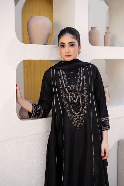 Royal Black Embroidered 3-Piece Suit | ZM-62
