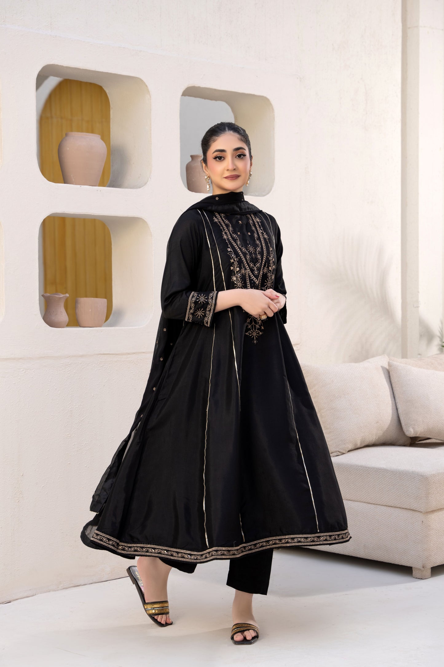 Royal Black Embroidered 3-Piece Suit | ZM-62
