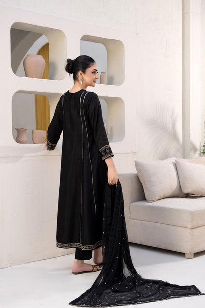 Royal Black Embroidered 3-Piece Suit | ZM-62