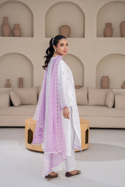 Safed Noor Embroidered 3-Piece Suit | ZM-60