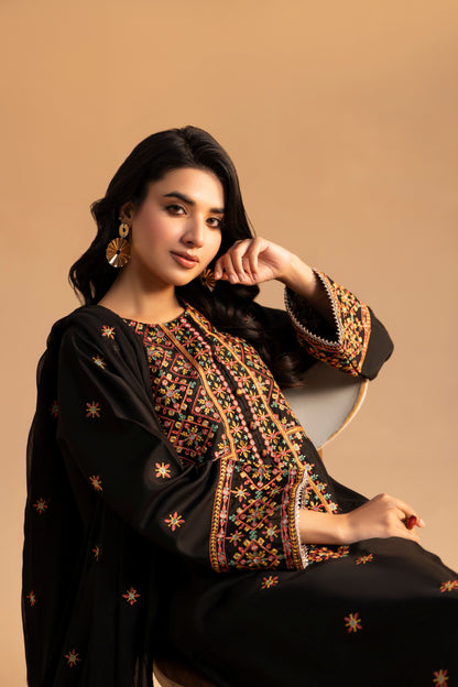 Shab-e-Siyah Raw Silk 3-Piece Embroidered Suit| ZM-57