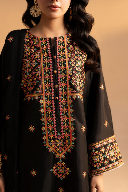 Shab-e-Siyah Raw Silk 3-Piece Embroidered Suit| ZM-57