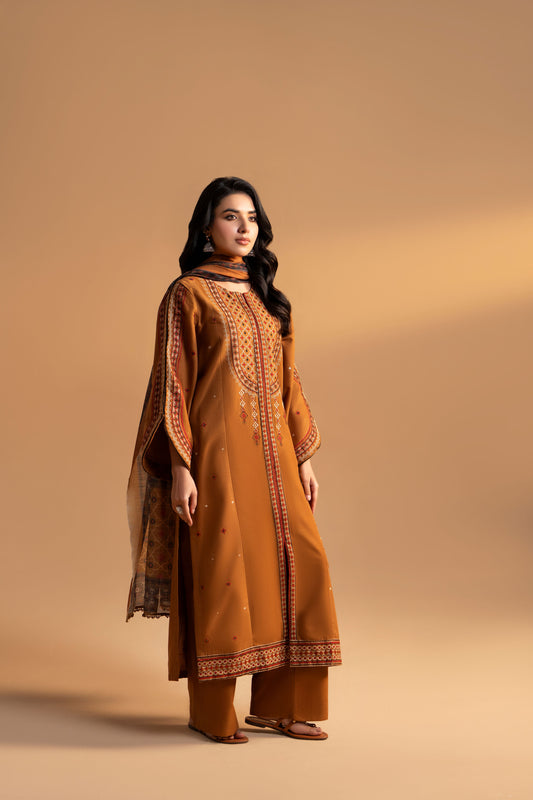 Khaak-e-Zameen Plain Khaddar  3-Piece Embroidered Suit | ZM-51