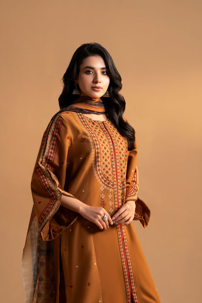 Khaak-e-Zameen Plain Khaddar  3-Piece Embroidered Suit | ZM-51