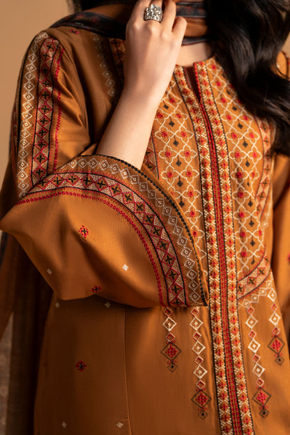Khaak-e-Zameen Plain Khaddar  3-Piece Embroidered Suit | ZM-51