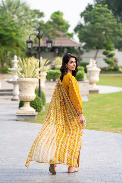 Mustard 3-Piece Embroidered Lawn Suit| ZM-28