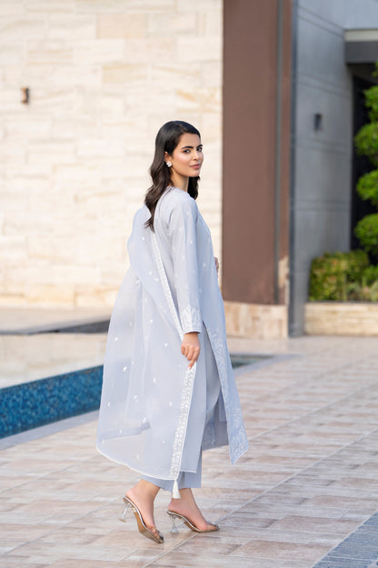 Grey 3-Piece Embroidered Lawn Suit| ZM-30