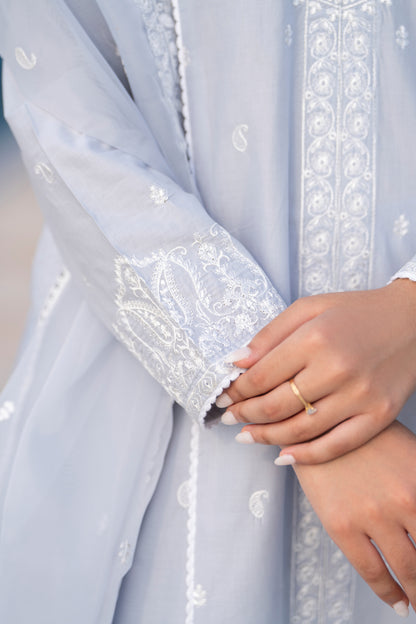 Grey 3-Piece Embroidered Lawn Suit| ZM-30