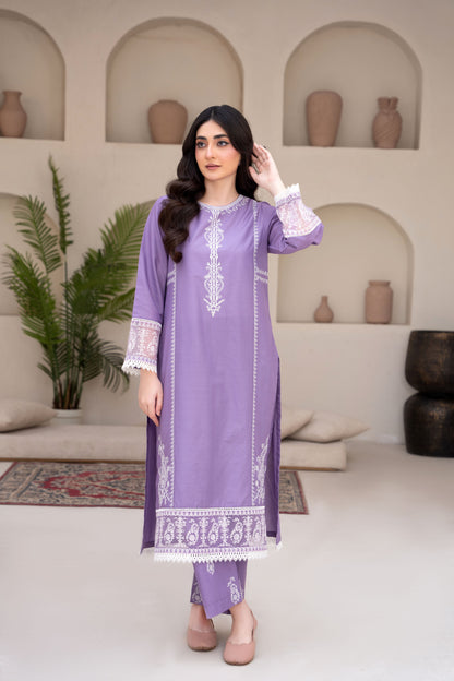 Twilight Purple Luxury Lawn Embroidered 3-Piece Suit | ZM-70