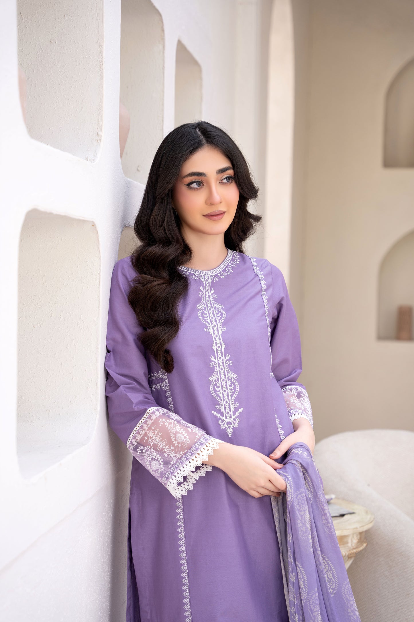 Twilight Purple Luxury Lawn Embroidered 3-Piece Suit | ZM-70