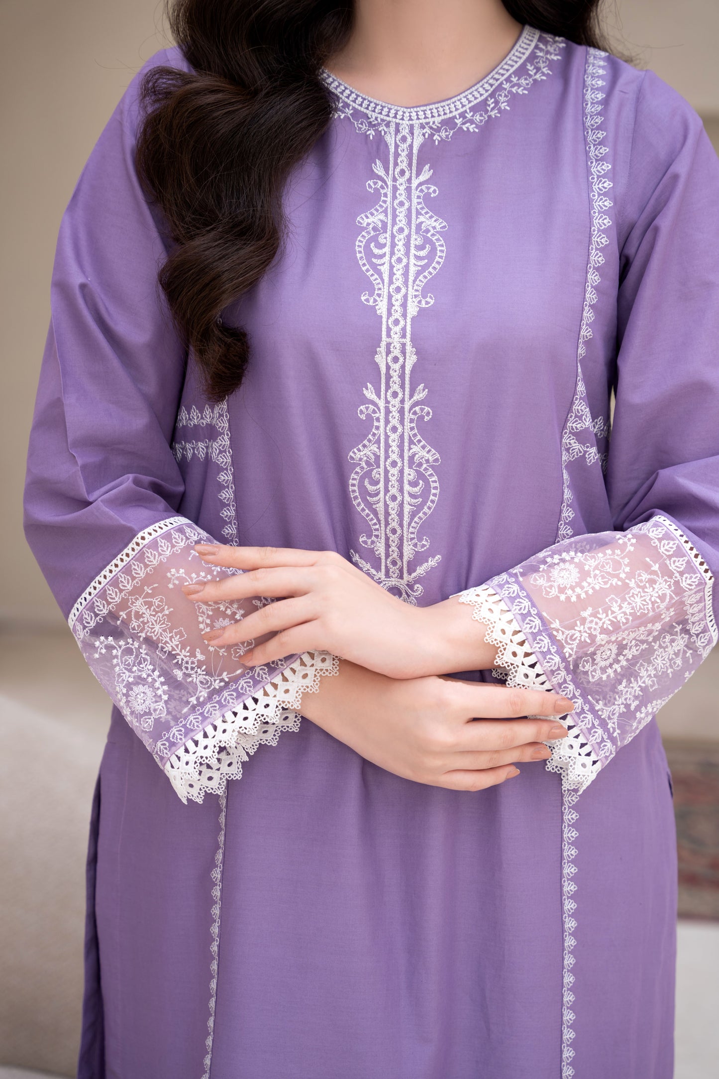 Twilight Purple Luxury Lawn Embroidered 3-Piece Suit | ZM-70