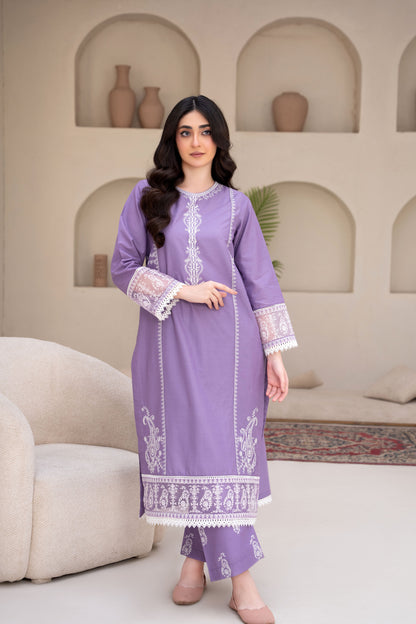 Twilight Purple Luxury Lawn Embroidered 3-Piece Suit | ZM-70