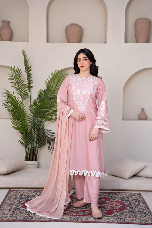 Blush Pink Embroidered 3-Piece Suit | ZM-72