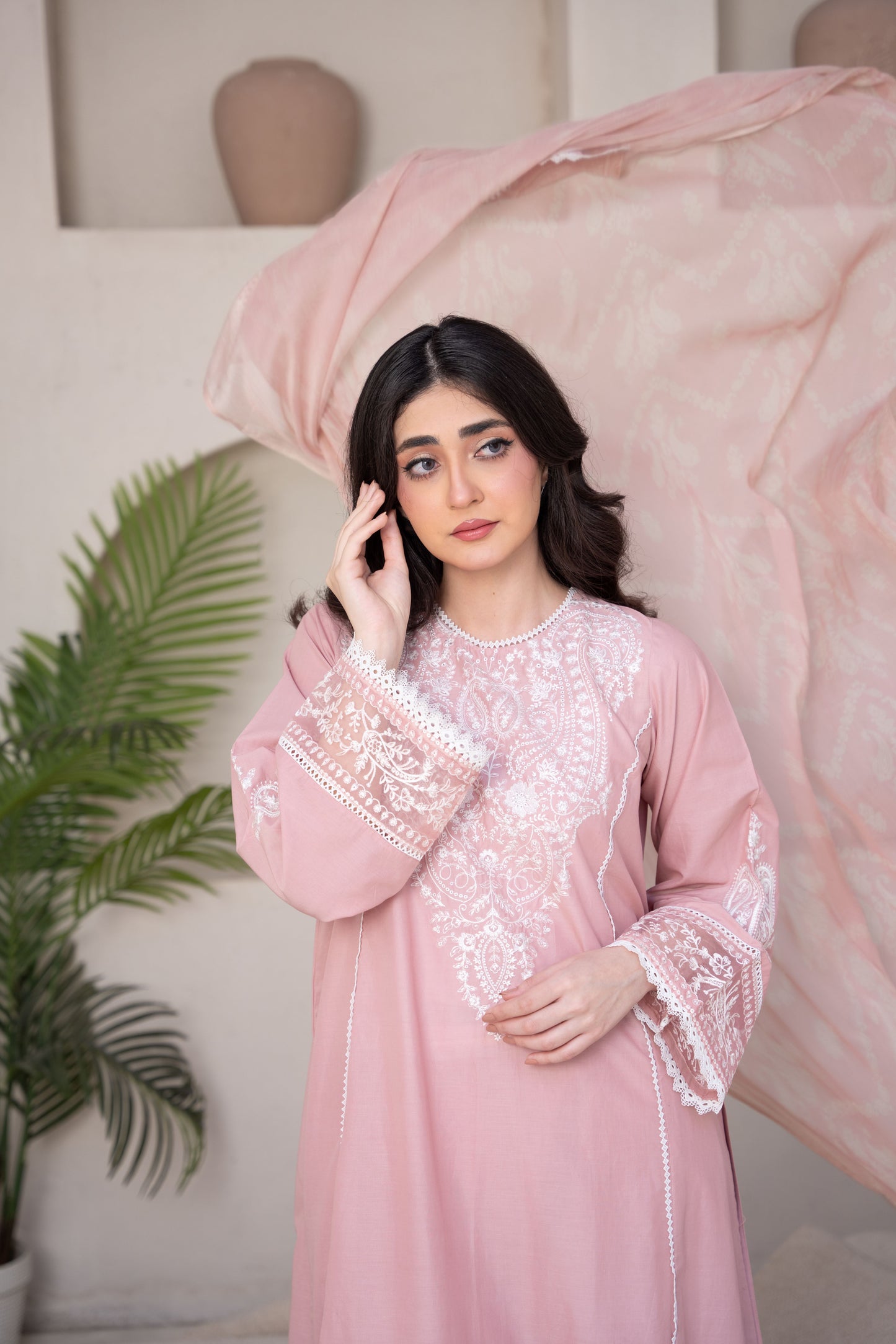 Blush Pink Embroidered 3-Piece Suit | ZM-72